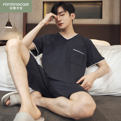 莫代尔男士睡衣男款夏天2025新款短袖冰丝薄款夏款家居服夏季套装