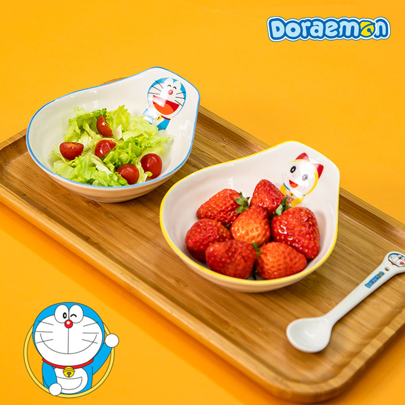哆啦王国正版哆啦a梦陶瓷单耳碗家用碗沙拉碗果蔬碟蘸料碗卡通碗