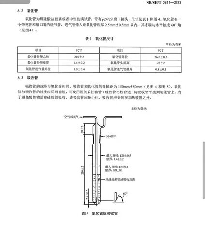 未使用过的烃类绝缘油氧化安定性氧化管吸收管、SH/T0811-2023