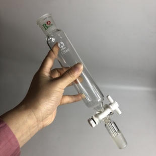 玻璃筒形漏斗四氟阀门活塞100ml125ml标准磨口24x2滴液分液漏斗