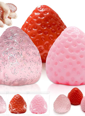 3Pcs Big Taba Squishies Strawberry Cute Fruit Squeeze Toys