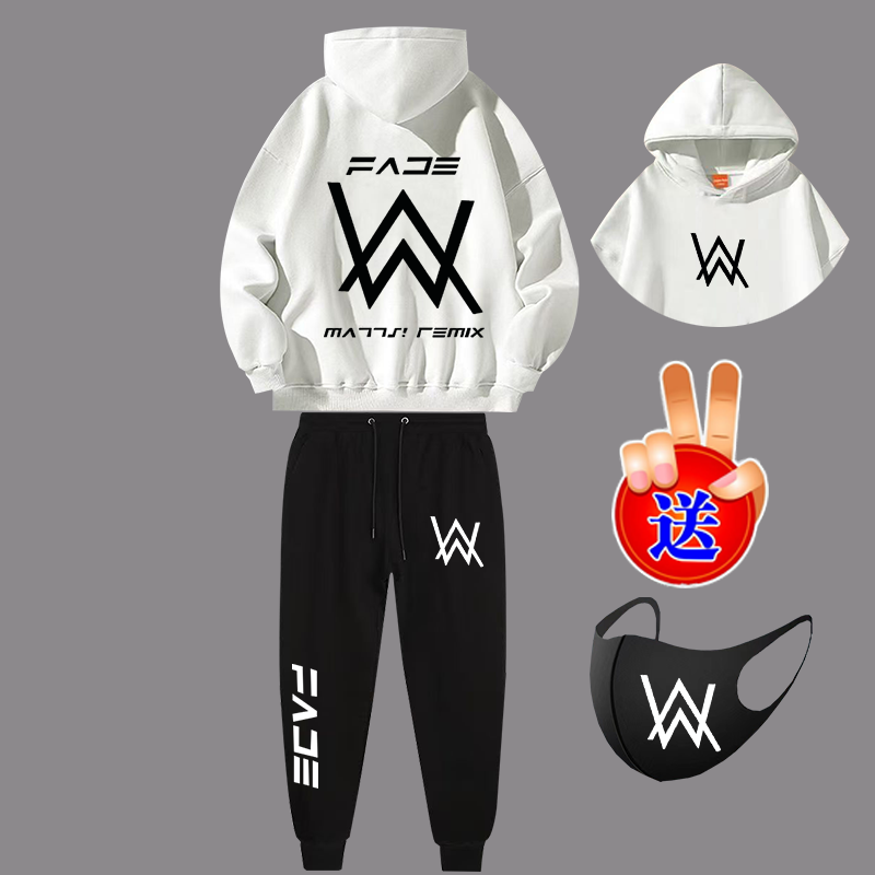 艾伦沃克衣服套装2025黑色韩版卫