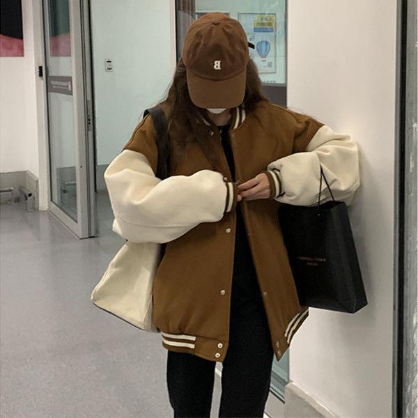 秋冬外套女新款棒球服女韩版宽松慵懒风学生卫衣撞色休闲ins女装