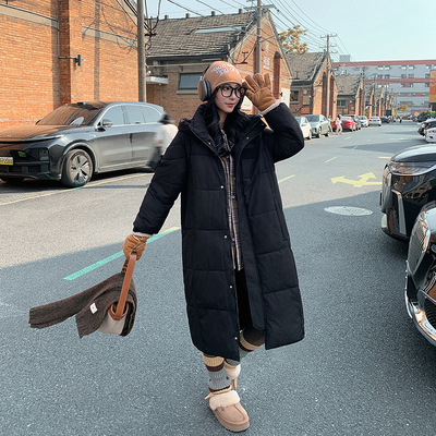 新款石墨冬季男女同款保暖棉服韩版宽松加厚棉衣长款过膝羽绒棉袄