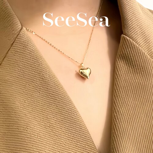 SeeSea 韩系街拍INS风桃心S925纯包金小众随性项链锁骨链