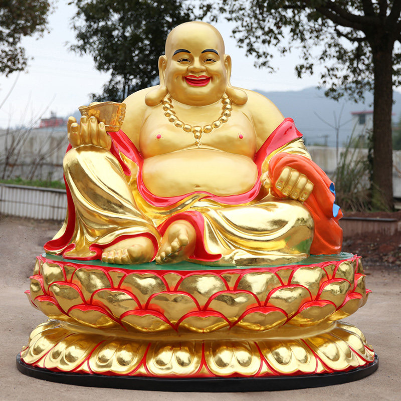 寺庙1米6莲花大肚弥勒佛佛像招财弥勒佛贴金大肚弥勒开心笑佛