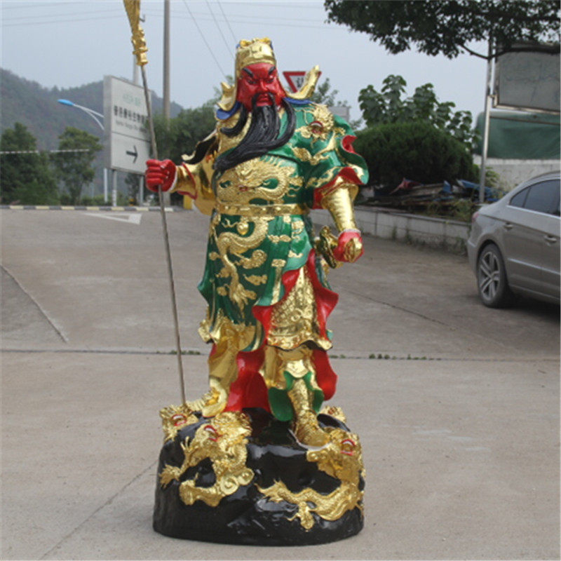 九龙关公佛像 树脂神像 财神爷关帝彩绘 武财神关公 招财摆件1米3