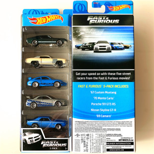 hotwheels风火轮小跑车1806速度与激情5辆装 天际线保时捷911GT3R