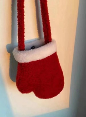 小众设计圣诞手套包女复古红色2023新款大容量搞怪单肩斜挎托特包