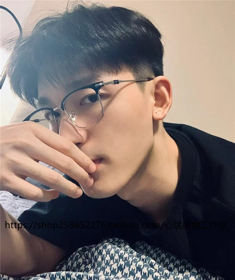 复古半框眼镜防蓝光大学生斯文败类理工男潮眉毛框架痞帅配近视女,ZIPPO/瑞士军刀/眼镜,定制成品光学镜,淘宝优惠券,粉丝福利购,淘宝优惠卷