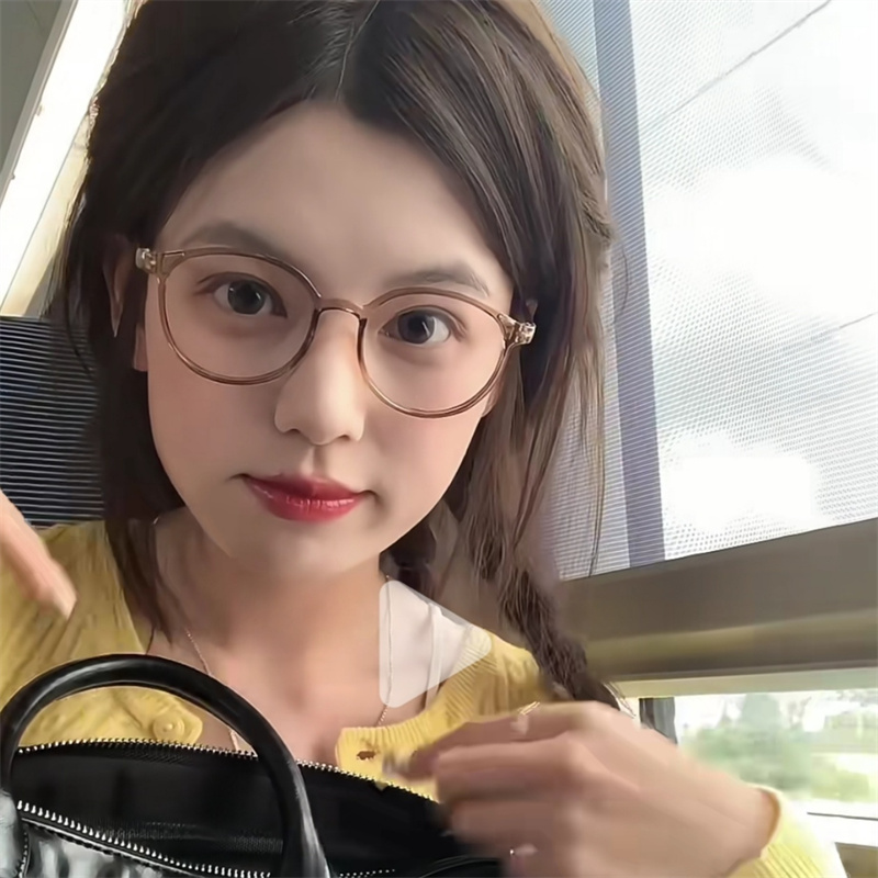 超轻TR90椭圆框近视眼镜女素颜韩版潮可配度数冷茶显白学生镜框架