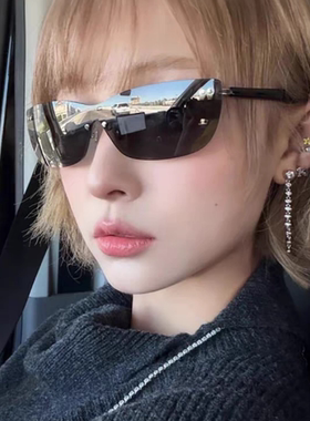 韩版连体黑色不规则无框切边墨镜