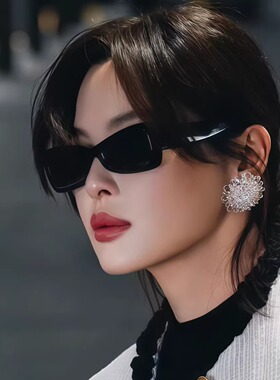 网红黑框黑色蝶形墨镜时尚凹造型