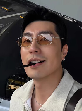 小方形金属茶色眼镜框男士个性潮