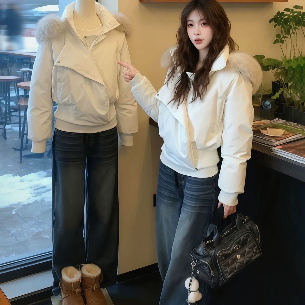 白色羽绒棉服女2026年冬季新款韩系高级感小个子超好看棉袄短外套