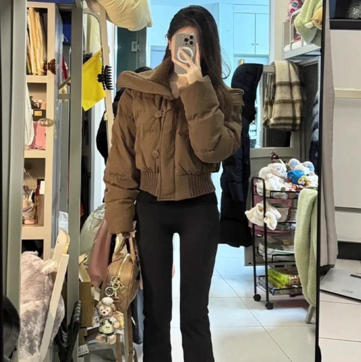韩系超火洋气短款羊羔绒羽绒棉袄女冬2026年宽松巨好看小个子棉服