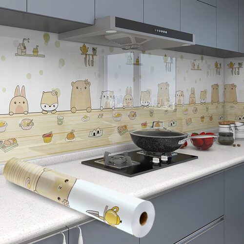 厨房防水防油贴纸耐高温自粘加厚墙纸油烟机灶台桌面台面墙面家用
