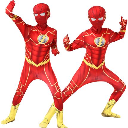 六一演出服儿童DC闪电侠衣服连体紧身衣服cosplay蜘蛛侠战衣男童