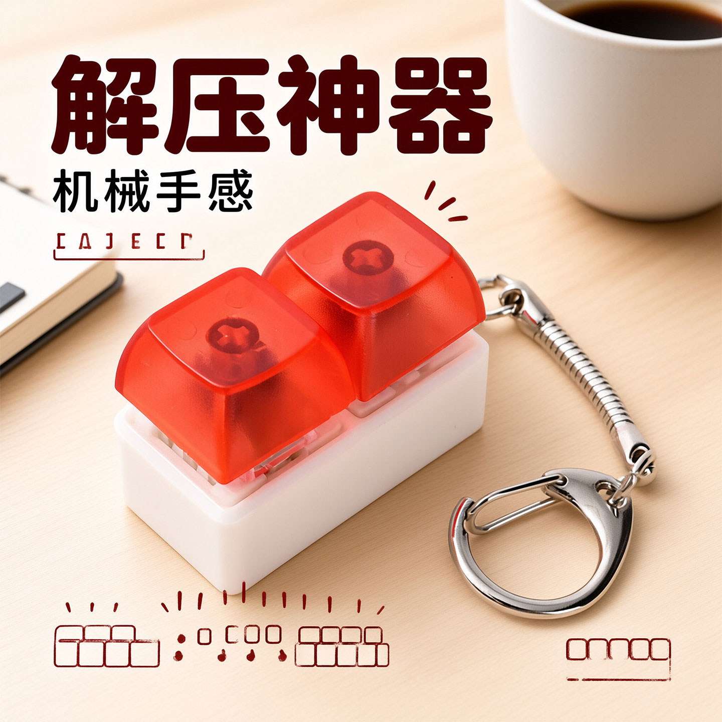 按键玩具钥匙挂件指尖按压试轴器图片