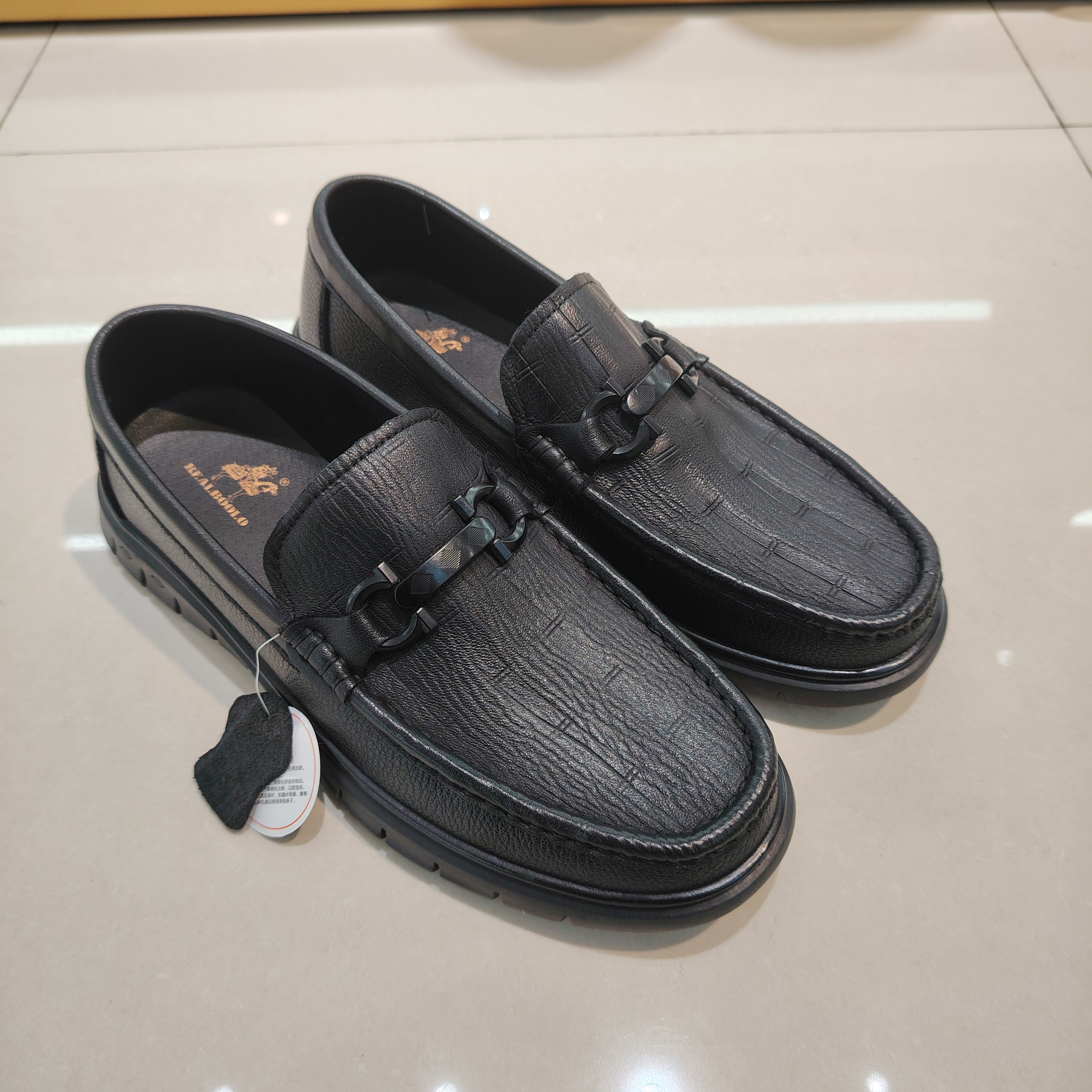 2025年秋季乐福男鞋03136头层软牛皮防滑厚底一脚蹬轻便舒适单鞋