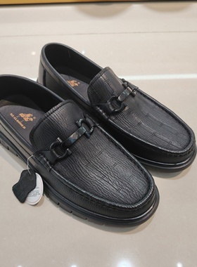 2025年秋季乐福男鞋03136头层软牛皮防滑厚底一脚蹬轻便舒适单鞋