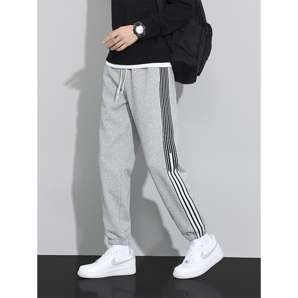 SNUN 潮牌束脚拉链口袋户外运动长裤松紧百搭纯色秋冬宽松裤子