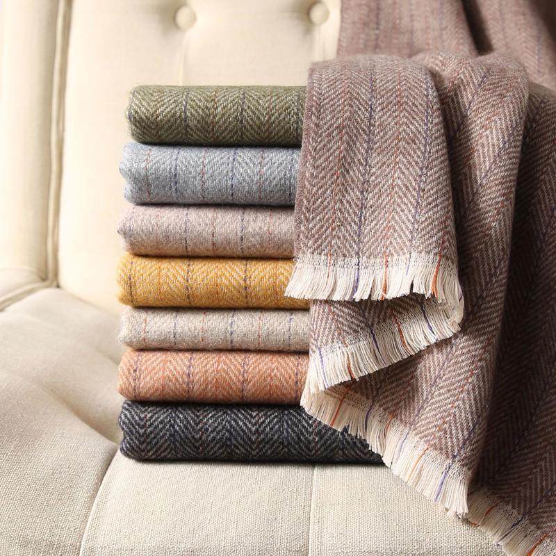 捡漏厂家清仓冬季纯色人字纹围巾仿羊绒披肩长款围脖纯色男女通用