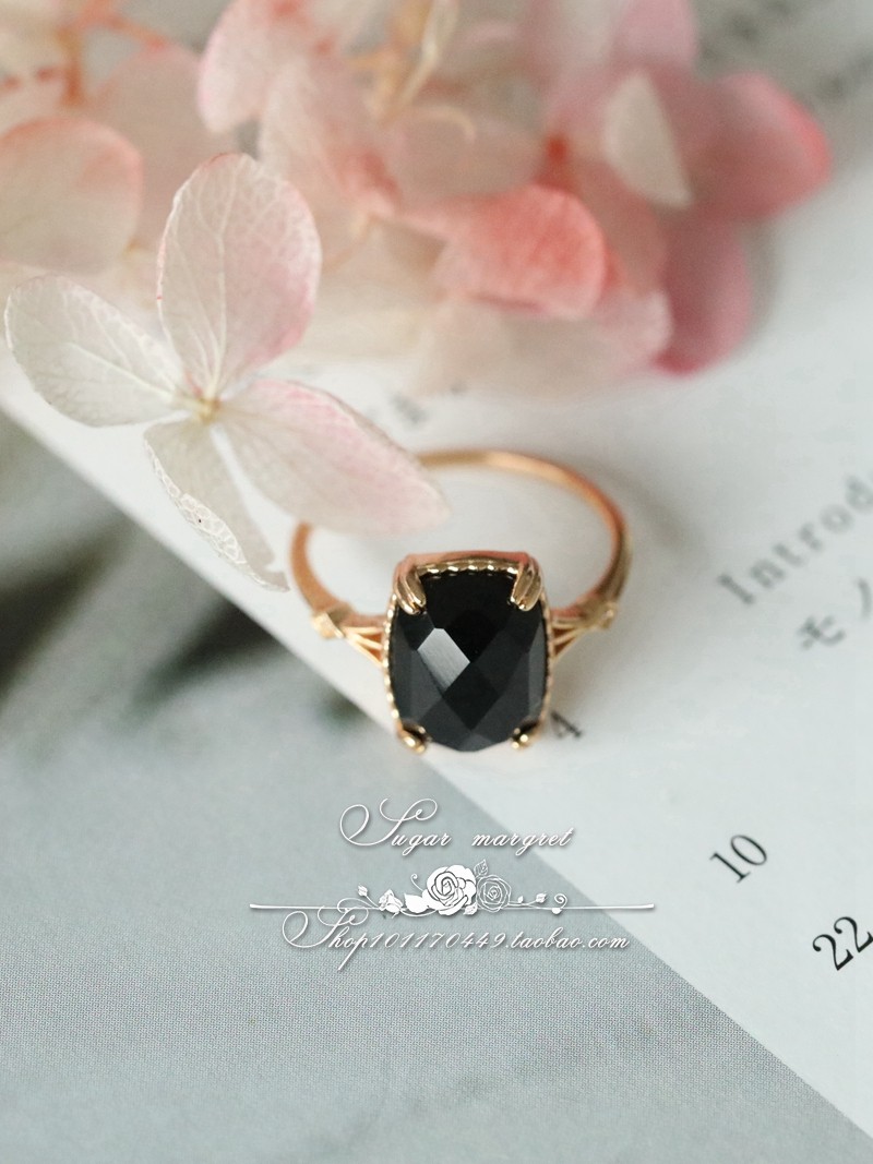 truffes68黑糖松露69天然黑玛瑙大气版 绝美气质s925银镀金戒指