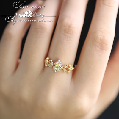 戒指日系甜美925纯银橄榄石