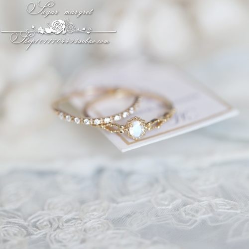 女925银日系天然月光石戒指精美