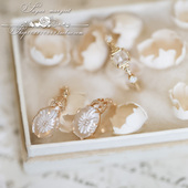 绝美惊艳雏菊雕刻天然白水晶澳宝925纯银耳夹戒指 Licht. 凝光 女