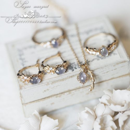 女925银复古堇青石拉长石戒指