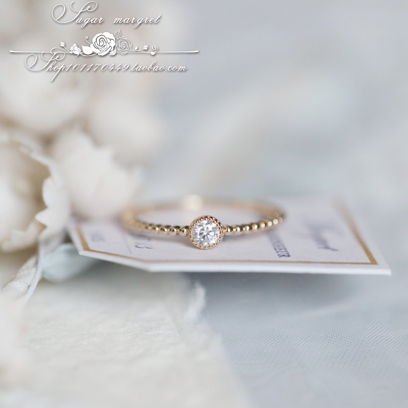 莫桑石极简豆豆臂925纯银银戒指