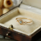 小清新天然珍珠 夏至蔚蓝 日系精品 天空蓝托帕石S925银镀金戒指