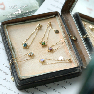 星夜彩虹日系轻奢精致月光石纯14K金链条可调节生辰石戒指 女礼物