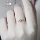 雾霭と苍蓝 天然海蓝宝笑脸小花925纯银镀金戒指 超美腻精致