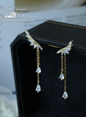 天使の之翼 日系轻奢羽翼ins925流苏纯银锆石耳环耳钉女生礼物