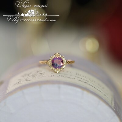 梦幻蓝紫色女925纯银宫廷戒指