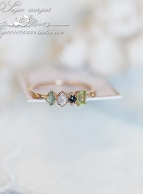 Sibérien西伯利亚の森 复古宫廷精致清新拉长石橄榄石 925银戒指