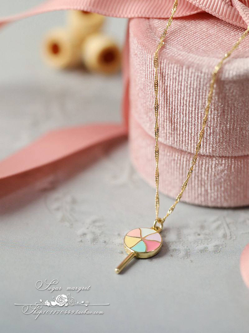 彩虹の糖果 日系可爱简约棒棒糖925纯银锁骨项链女 礼物