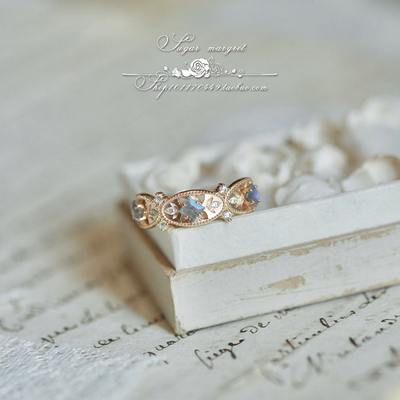 奢华戒指925纯银复古女拉长石