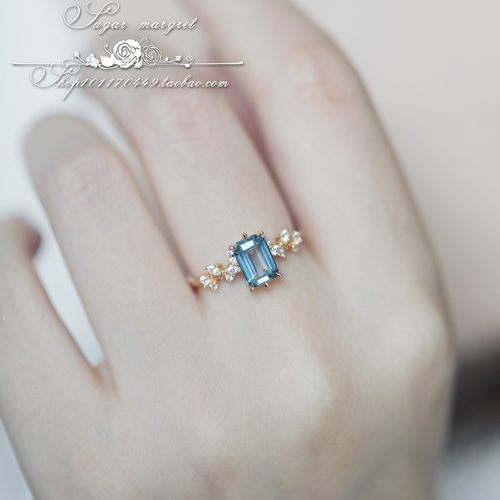 女925纯银复古浓郁伦敦蓝戒指