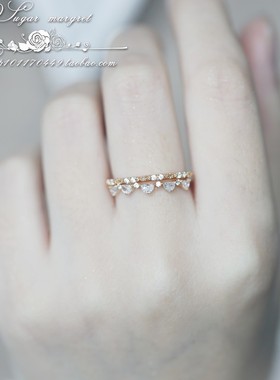 D’amour 小情诗 爱了爱了~超美腻精致裙边小钻925纯银戒指 百搭