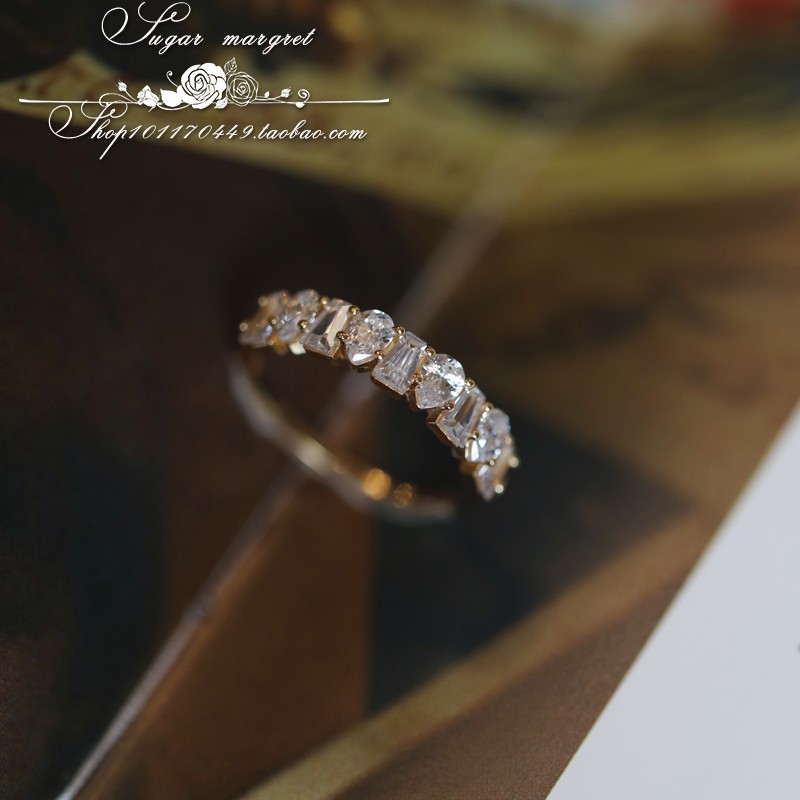 De la lumi&egrave;re 银色晨光 超美腻 闪钻异形锆石925纯银镀金戒指