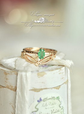 Aus dem Wald 氧气森林 浓郁色绿玉髓精致复古925纯银戒指 套戒