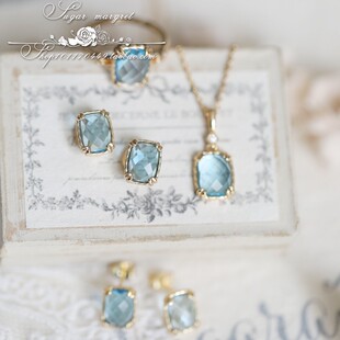 洛可可小姐 复古大颗粒珠宝玫瑰切925银开口戒指耳钉项链 托帕石