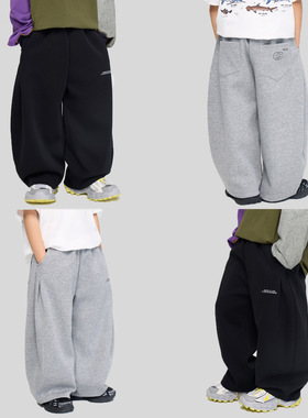 2026春季新款儿童简约字母印花休闲长裤男中大童宽松舒适运动卫裤