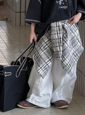 奶酪与喵男童裤子2026春季新款韩版儿童拼片工装裤帅气潮童阔腿裤