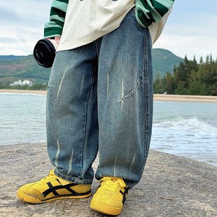 童话记忆男童春款牛仔裤2026儿童裤子休闲透气男孩宽松耐磨长裤