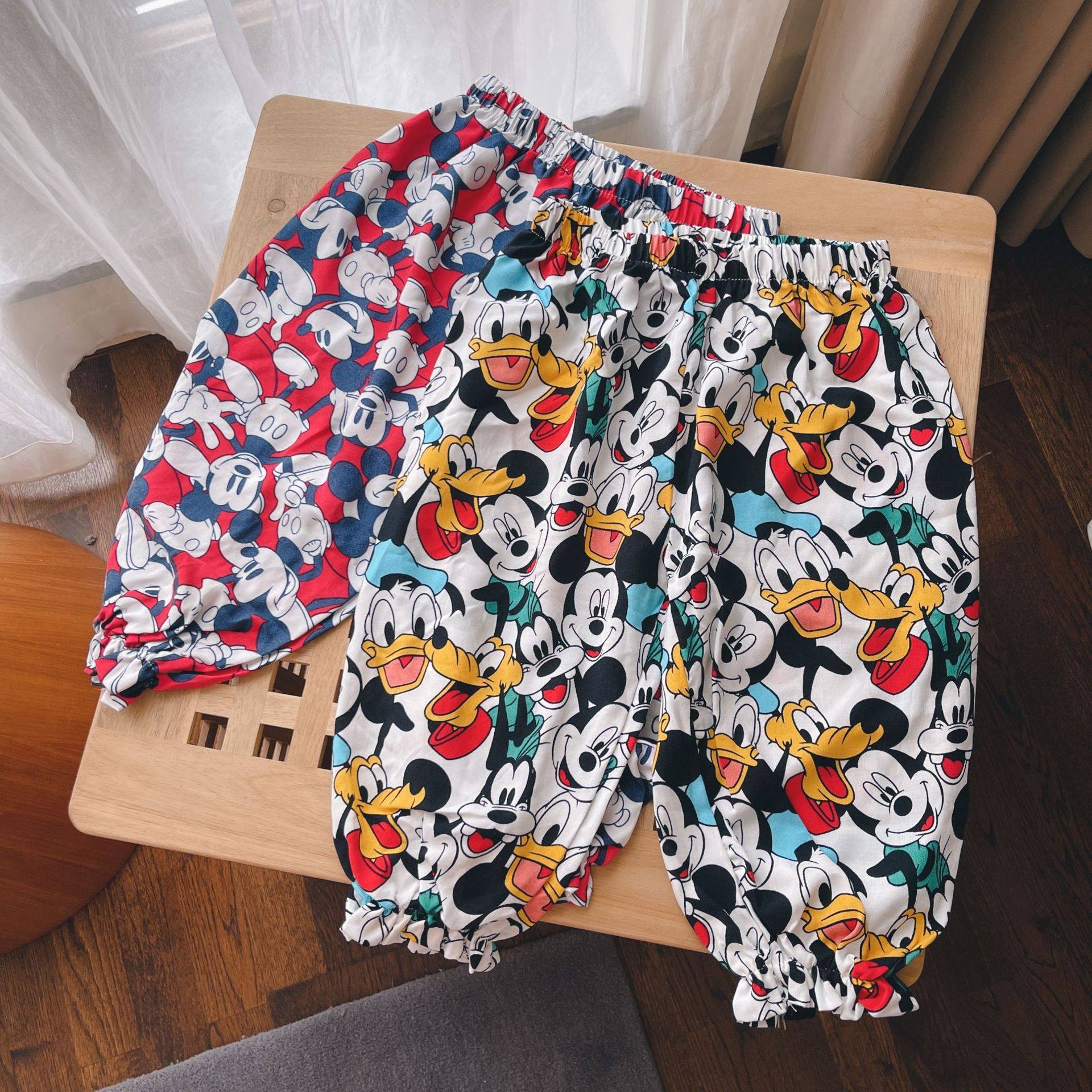 新款棉绸透气卡通男女儿童长裤